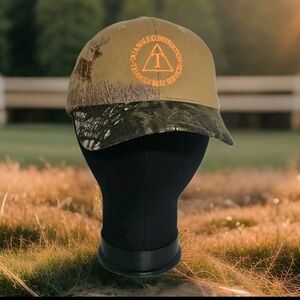 Camo Khaki Mens Cap Embroidered Deer Mossy Oak Triangle Construction NWT